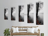 Foggy Shore, Autumn Path, Moody Nature Wall Art, Canvas Print, Fall Leaves, Serene Forest, Bedroom Decor, Woodland Landscape