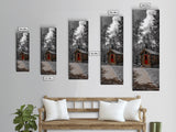 Log Cabin, Red Door, Mountain Home, Cozy Retreat, Framed Canvas Print, Rustic Wall Art, Lodge Decor, Fall Cabin Vibes, Country Living