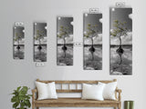 Mangrove Tree, Reflected Roots, Tranquil Nature, Coastal Zen Framed Canvas Print, tropical minimalist wall art, spa room decor