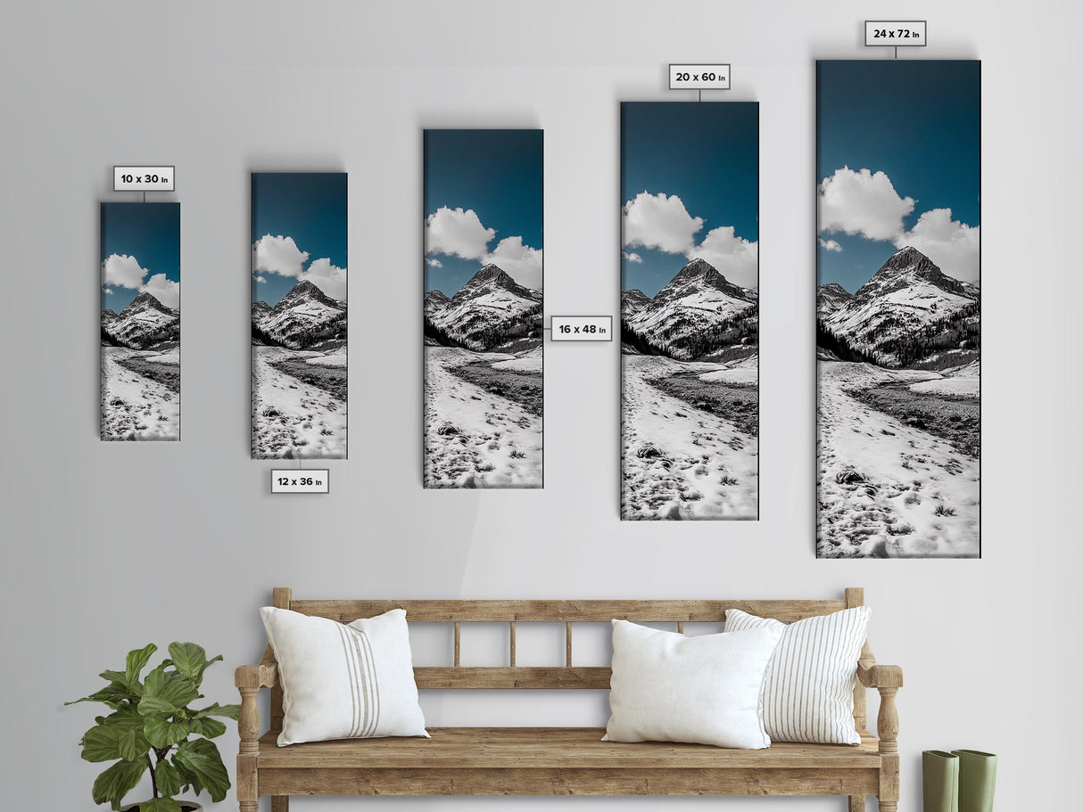 Mountain Peak, Snow Landscape, Nature Scene, Framed Canvas Print, Winter Wall Art, Rustic Cabin Decor, Minimalist Nature Print, Bedroom Wall Decor