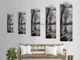 Swamp Trees, Moody Waters, Golden Lilies, Reflective Pond, Framed Canvas Print, Autumn Wall Art, Nature Decor, Living Room Landscape