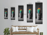 Neon Cactus, Desert Plant, Bold Botanical, Modern Boho Decor, Framed Canvas Print, Bedroom Wall Art, Color Pop Style