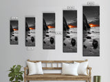 Sunset Beach Scene, Coastal Glow Decor, Dramatic Shoreline Art, Framed Canvas Print, Ocean Wall Art, Fall Vibes Bedroom Accent