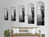 Ocean Cliff Edge, Rugged Coastline Art, Black White Landscape Print, Framed Canvas Print, Modern Seaside Office Wall Decor, Moody Landscape