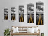 Yellow Lines, Endless Road, Moody Highway Art, Adventure Wall Decor, Canvas Print, Urban Modern Wall Art, Man Cave or Office Art