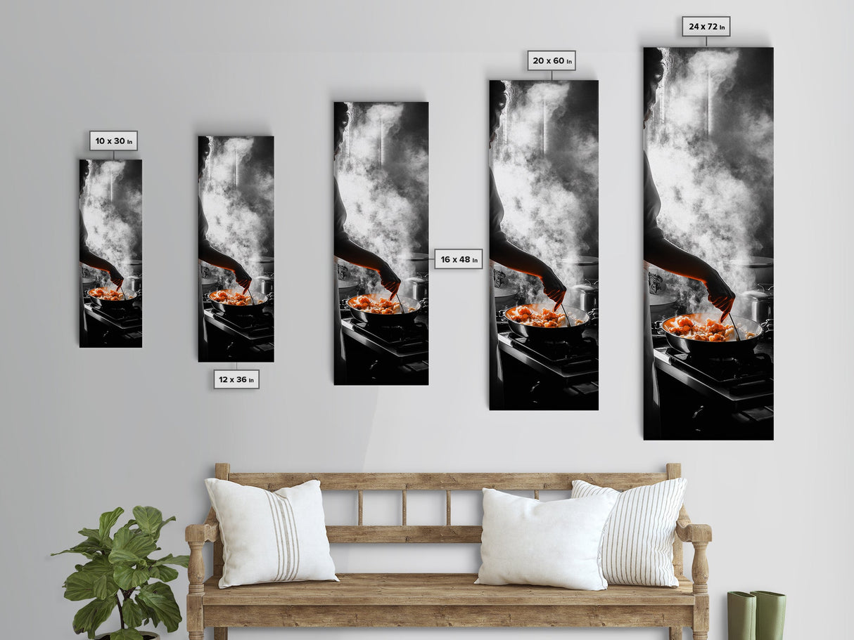 Cooking Scene, Kitchen Glow, Culinary Passion, Framed Canvas Print, Rustic Home Decor, Kitchen Wall Art, Warm Chef-Inspired Accent Piece
