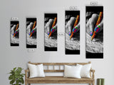 Vibrant Nails, Artistic Pen, Writing Closeup, Framed Canvas Print, Bold Office Wall Art, Pop Art Style, Creative Studio Decor