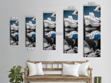 Reflected Clouds, Blue Sky, Mountain Lake, Wilderness Escape, Scenic Nature Art, Framed Canvas Print, Tranquil Office Wall Decor