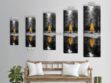 Golden Tree, Forest Reflection, Autumn Solitude, Nature Focused Minimalism, Framed Canvas Print, Zen Bathroom or Office Wall Art