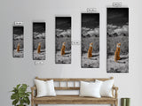 Wild Serval, Desert Cat, Savannah Wildlife, Majestic Predator, Framed Canvas Print, Safari Theme Living Room Wall Art, Modern Nature Decor