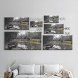 Tranquil Forest, Peaceful Pond, Autumn Riverbank, Framed Canvas Print, Nature Photography, Entryway Art, Fall Vibes, Rustic Wall Decor