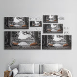 Forest Lake, Autumn Leaves, Nature Path, Woodland Style, Framed Canvas Print, Rustic Wall Art, Entryway Art, Cabin Wall Decor