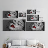 Red Lips, Underwater Beauty, Glam Art, Modern Pop, Framed Canvas Print, Bedroom Wall Art, Bold Aesthetic, Fashion Model Photography Print