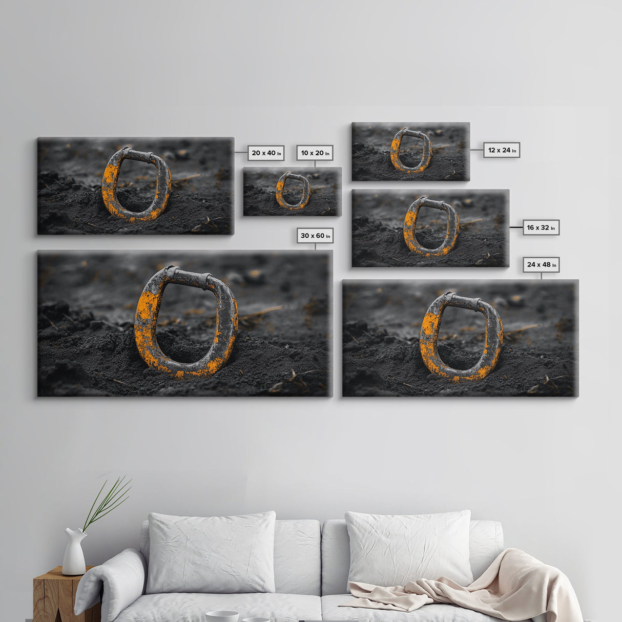 Industrial Ring, Weathered Metal, Grunge Aesthetic, Earth Tones – Canvas Print, Masculine Wall Art, Garage Decor, Minimalist Rustic Design