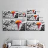 Orange Jellyfish, Floating Creature, Surreal Sky, Dreamlike Scene – Canvas Print, Nautical Wall Art, Living Room Piece, Ocean Fantasy