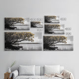 Mangrove Tree, Coastal Roots, Golden Leaves, Ocean View, Framed Canvas Print, Beach House Art, Nature Wall Decor, Minimal Coastal Vibe