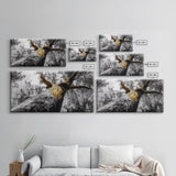 Golden Tree, Nature Upward, Woodland Strength, Forest Energy, Framed Canvas Print, Autumn Wall Art, Minimalist Tree Decor, Nature Print