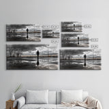 Solitude Reflection, Urban Mood, Moody Skies, Canvas Print, Modern Wall Art, Entryway Decor, Urban Photography, Minimalist Art, Rainy Day Art