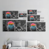 Neon Bloom Cactus, Rainbow Succulent, Desert Art, Canvas Print, Colorful Botanical Wall Art, Modern Living Room Decor, Bold Nature