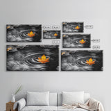 Autumn Leaf Ripple, Nature Zen Moment, Framed Canvas Print, Fall Wall Decor, Minimalist Art, Bathroom or Spa Wall Art, Peaceful Vibe