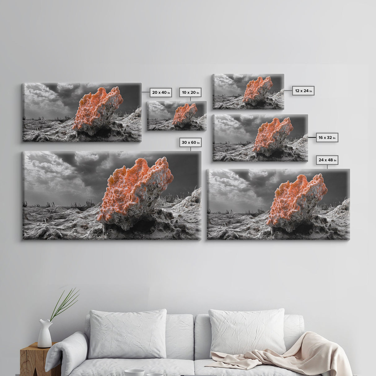 Coral Texture Art, Desert Coral Print, Earthy Organic Decor, Vibrant Nature Scene, Framed Canvas Print, Living Room Wall Art, Natural Art