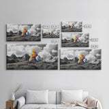 Painted Mountain Rocks, Colorful Nature Landscape, Bold Abstract Peaks, Framed Canvas Print, Living Room Wall Art, Modern Rustic Style
