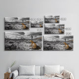 Cheetah Desert, Wild Cat, Monochrome Landscape, Framed Canvas Print, Safari Wall Art, Animal Lover Decor, Masculine Office Artwork