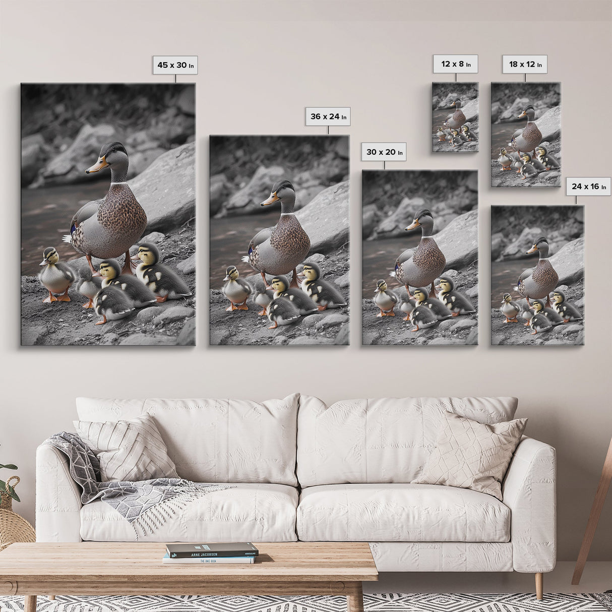 Duck Family, Nature Wildlife, Adorable Ducklings, Framed Canvas Print, Nursery Animal Wall Art, Cozy Farmhouse Decor, Fall Art Print