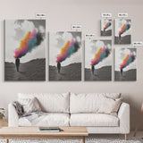 Colorful Mind, Surreal Silhouette, Abstract Smoke Art, Framed Canvas Print, Office Wall Art, Conceptual Psychedelic Art Decor