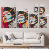 Neon Barbed Beauty, Graffiti Glam, Bold Portrait, Framed Canvas Print, Urban Wall Art, Edgy Bedroom Decor, Pop Art Style Statement