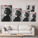 Noir Beauty, Red Accent Leaves, Dramatic Woman Profile, Framed Canvas Print, Glamour Wall Art, Gothic Bedroom Decor, Monochrome Style