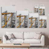 Yellow Fence Wire, Rustic Barbed Wire, Country Fence, Framed Canvas Print, Farmhouse Wall Art, Minimalist Rustic Home Decor