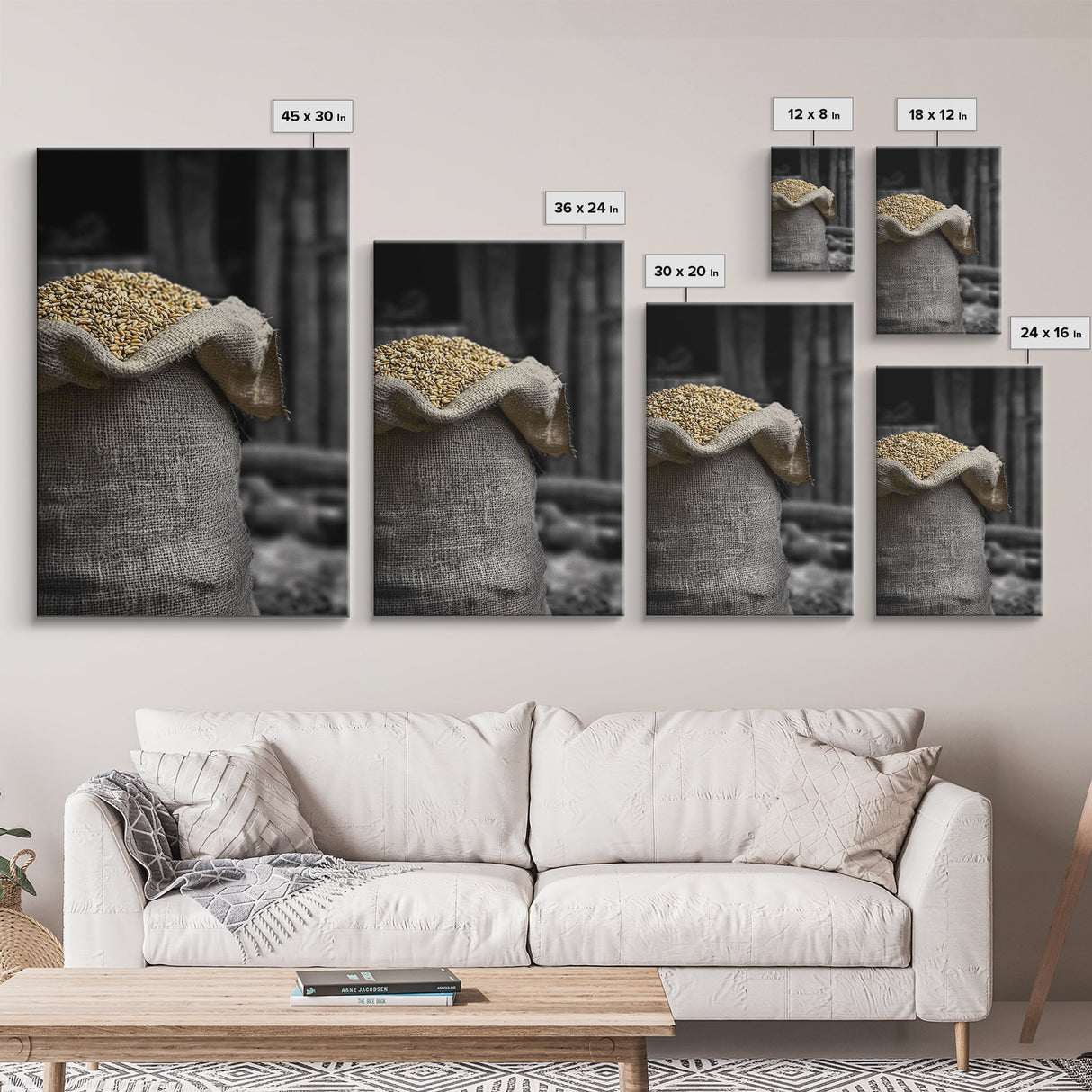 Golden Grain, Rustic Farmhouse, Harvest Decor, Canvas Print, Country Kitchen Wall Art, Autumn Home Accent, Neutral Tones, Rustic Style