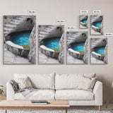 Blue Spring, Natural Oasis, Stone Pool, Canvas Print, Spa Bathroom Wall Art, Tranquil Escape, Minimalist Water Photography, Zen Vibes