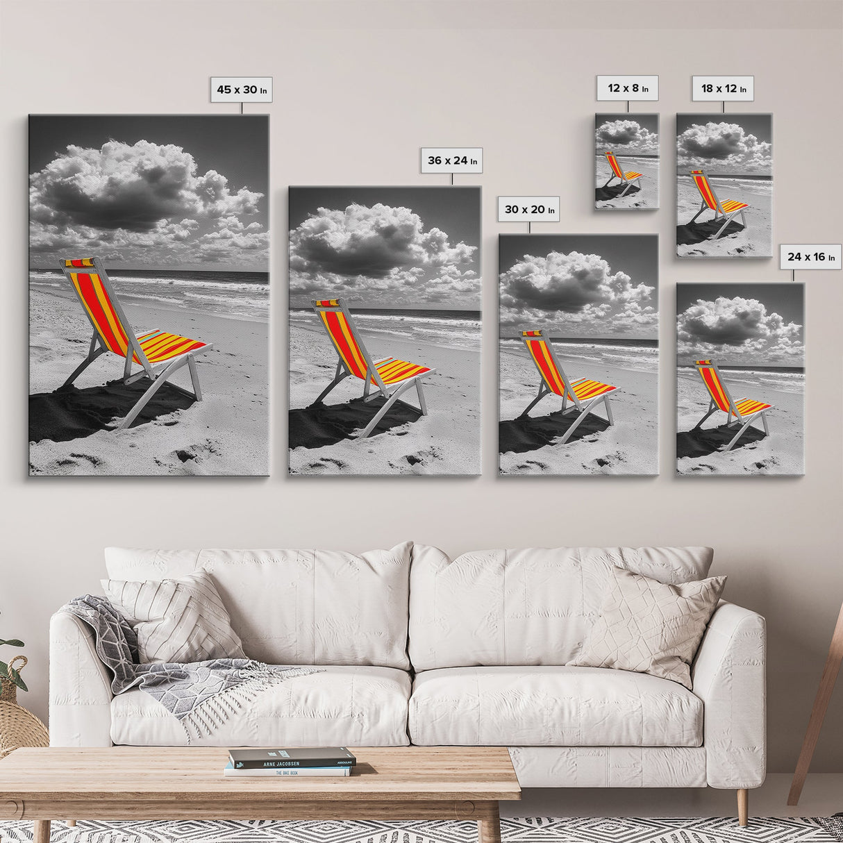 Beach Chair Alone, Tropical Vibes, Color Pop Seaside, Framed Canvas Print, Coastal Wall Art, Summer Decor, Relaxation Room Art