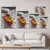 Vibrant Kayak, Sandy Beach, Summer Adventure Vibe, Canvas Print, Coastal Wall Art, Bold Color Photography, Outdoor Lover Gift