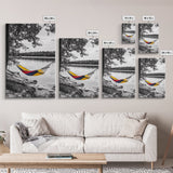 Hammock Lake Scene, Peaceful Nature Art, Fall Outdoors, Relaxed Escape, Framed Canvas Print, boho decor, bedroom art, cozy wall print