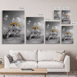 Lifeguard Tower Yellow, Beach Escape, Summer Vibe Art, Ocean Watch Post, Framed Canvas Print, coastal home decor, beach house wall art