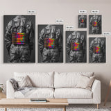 Colorful Ammo Art, Bold Bullets, Neon War, Framed Canvas Print, Urban Wall Art, Edgy Decor, Man Cave Accent, Pop Art Style