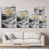 Autumn Canyon Trail, Yellow Tree, Nature Photography, Framed Canvas Print, Fall Wall Decor, Grand Canyon Print, Minimalist Landscape Art
