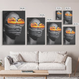 Surreal Sunset Face, Ocean Reflection, Fashion Photography, Abstract Beauty, Framed Canvas Print, Bedroom Wall Art, Modern Pop Art