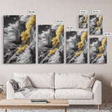 Golden Trees, Dramatic Cliff Path, Ocean Horizon, Nature Escape, Framed Canvas Print, Rustic Wall Art, Autumn Decor, Entryway Art