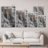 Rugged Cliff Coast, Ocean Rocks, Dramatic Sky, Seaside View, Framed Canvas Print, Coastal Decor, Living Room Wall Art, Earthy Tones