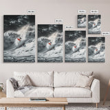 Surfer Wave, Ocean Power, Extreme Sports Art, Framed Canvas Print, Beach House Decor, Surfing Wall Art, Coastal Adventure Scene