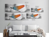 Closeup Dragonfly, Colorful Wings, Abstract Nature, Macro Art — Framed Canvas Print, Living Room Decor, Botanical Wall Art, Modern Minimal