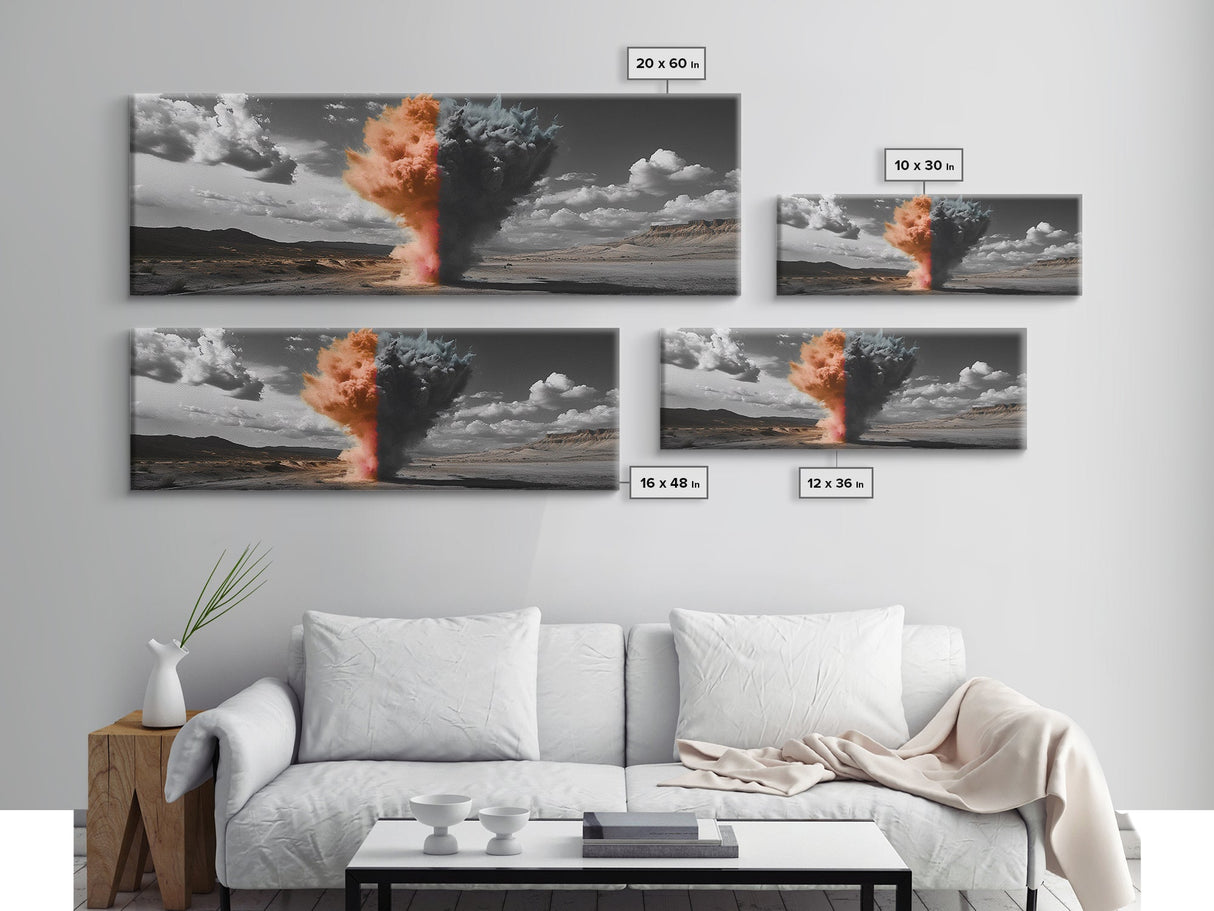 Smoke Burst, Desert Sky, Abstract Explosion, Bold Nature, Canvas Print, Eclectic Decor, Living Room Wall Art, Dramatic Statement