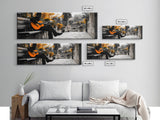 Spanish Guitar, Rustic Music Scene, Autumn Colors, Framed Canvas Print, Fall Wall Art, Living Room Decor, Folk Art, Warm Rustic Charm