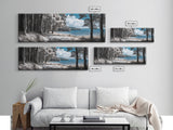 Coastal Forest Path, Lakeside Nature Trail, Tranquil Blue Water, Canvas Print, Minimalist Landscape, Bedroom Wall Art