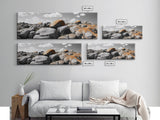 Granite Boulder Field, Orange Lichen Rocks, Desert Rockscape, Canvas Print, Natural Earth Decor, Living Room Wall Art