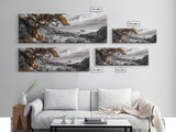Twisted Tree, Rugged Coast, Autumn Forest, Framed Canvas Print, fall wall art, rustic nature print, living room decor, woodland landscape